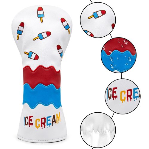 Montela Golf Club Covers Ice Cream Golf Driver Cover Fariway Wood Headcover Hybrid Covers 3 Wood Headcover Golf Head Cover for Odyssey Scotty Cameron Taylormade