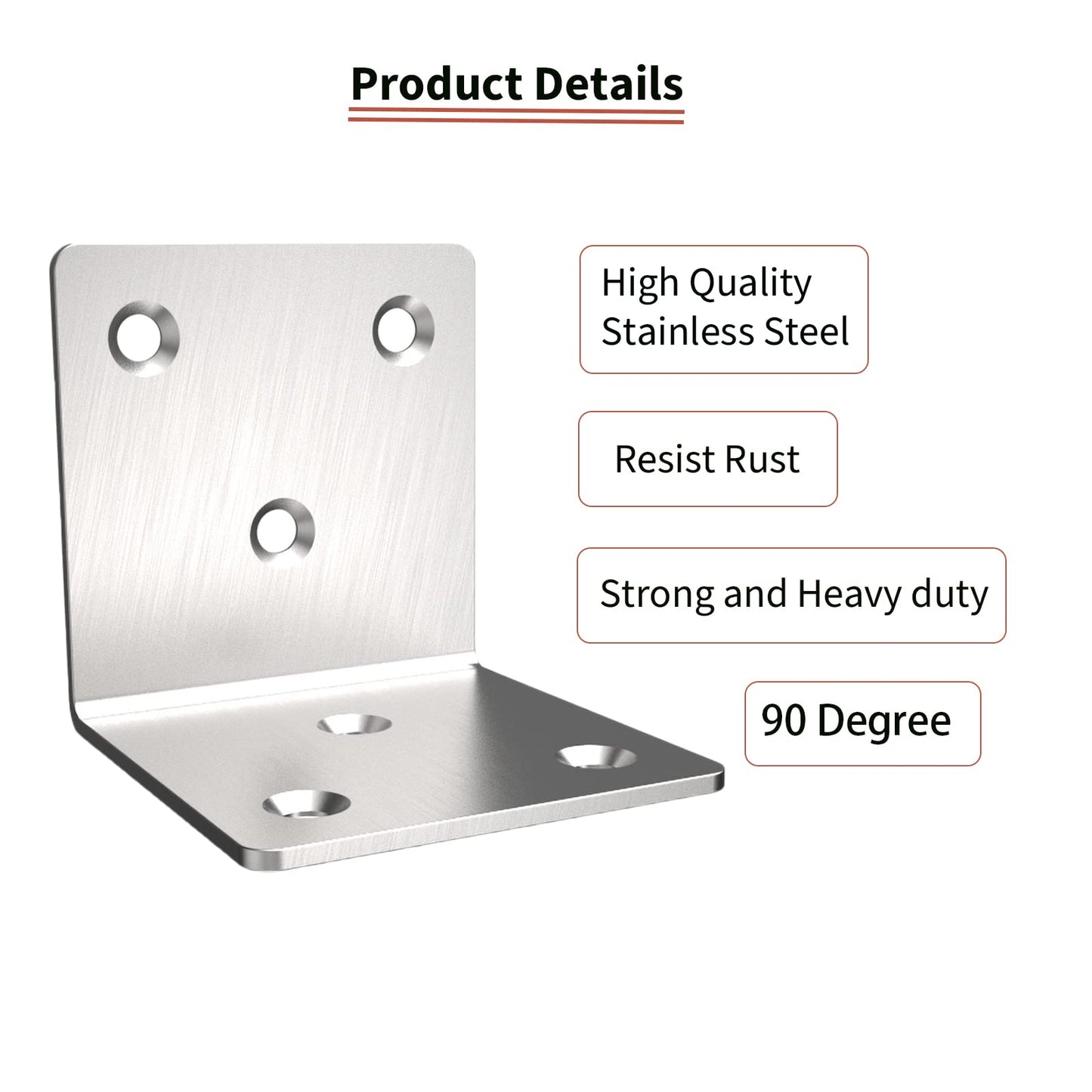 Silver Stainless Steel Corner Bracket,Joint Right Angle Bracket,L Shape Heavy Duty Metal Corner Brace Shelf Supporter for Wood Aufuga (10, 2x2x2)