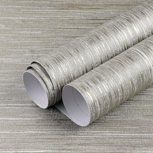 LACHEERY Taupe Grasscloth Wallpaper Textured Peel and Stick Fabric Wallpaper Textured Contact Paper for Cabinets and Drawers Waterproof Removable Grass Cloth Faux Linen Wall Paper for Walls 15.8"x80"