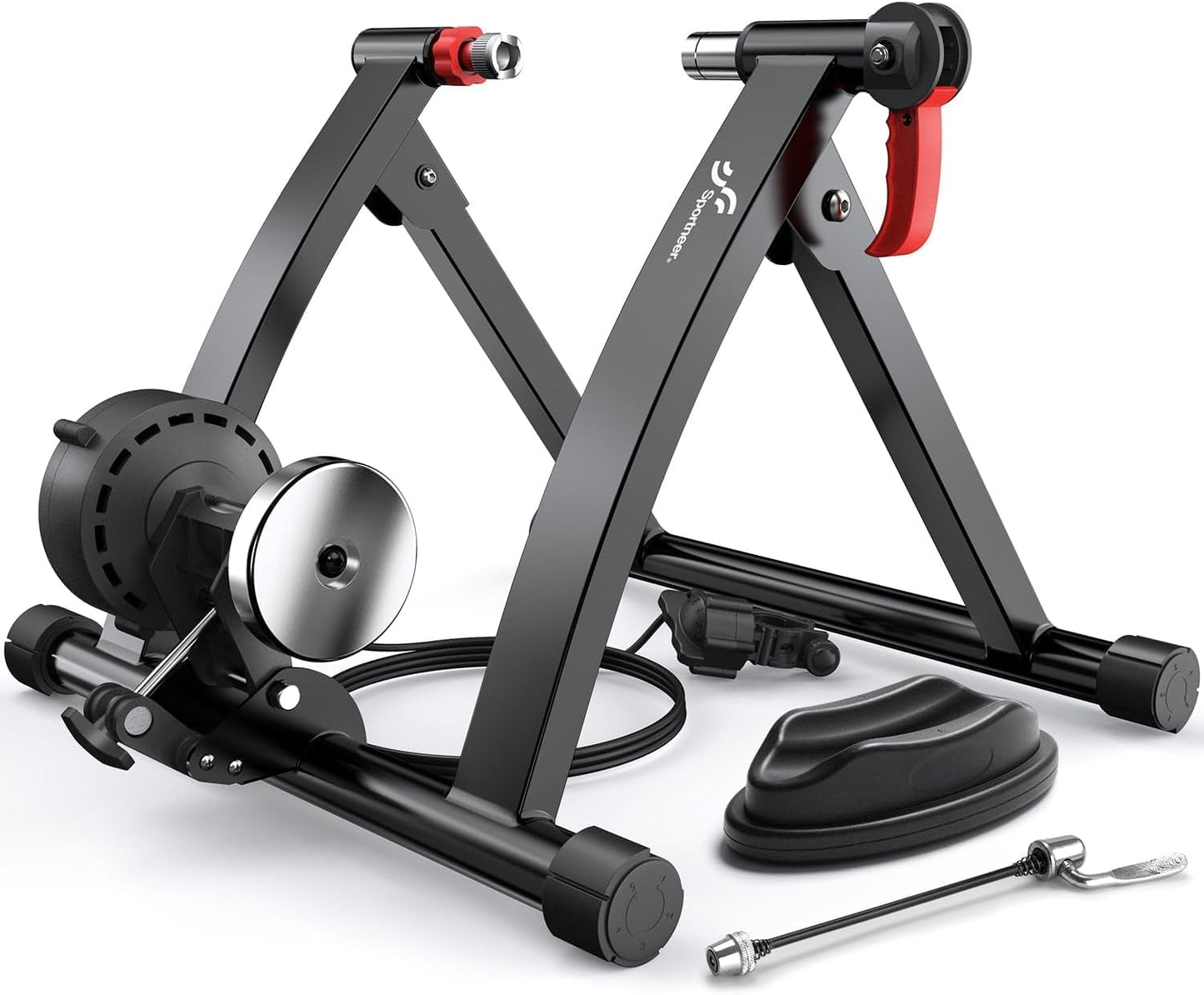 Sportneer Bike Trainer - Magnetic Stationary Stand for 26-28" & 700C Wheels | 6 Adjustable Resistance Levels
