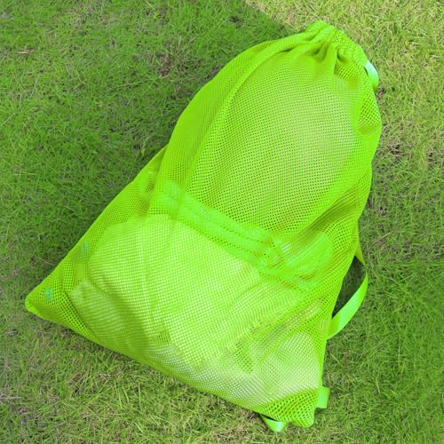 Natural Style Green Mesh Drawstring Swim Bag - Oversized 18x26 Inch for Beach & Gym