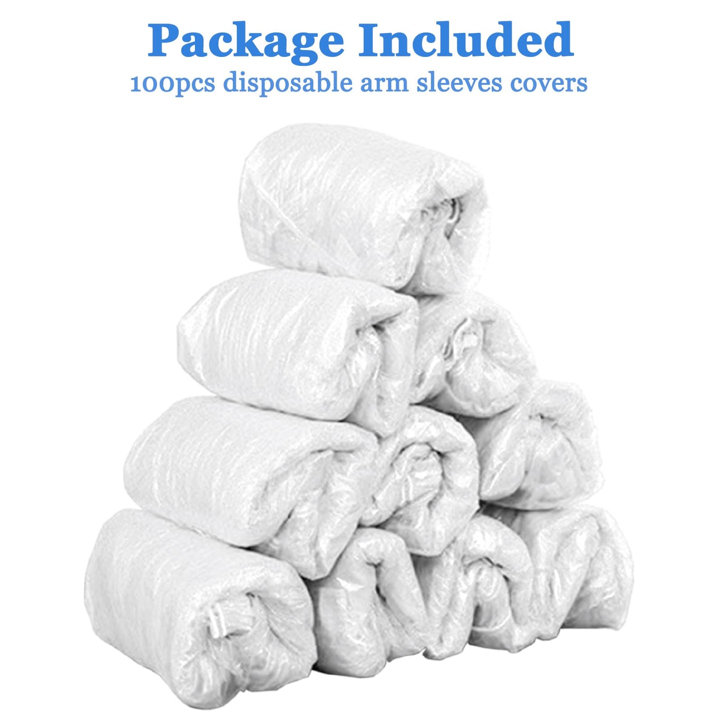 Yzurbu 100pcs Disposable Arm Sleeves, Waterproof PE Oversleeves Protector Covers with Elastic on Cuff