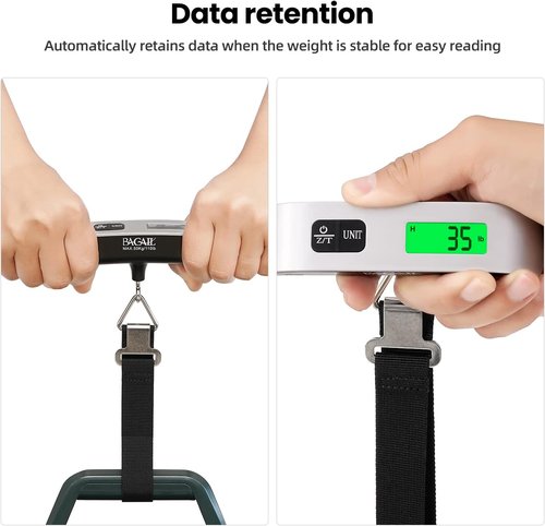 BAGAIL Digital Luggage Scale - 110lbs Capacity with Backlit LCD Display | Portable Travel Weight Scale