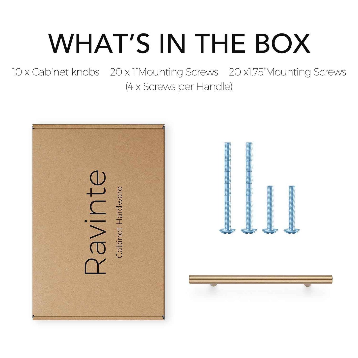 Ravinte 10 Pack Kitchen Cabinet Handles Champagne Bronze 5 Inch Hole Center Stainless Steel Pulls for Dresser Drawer Cupboard Handles with Screwdriver, 7-3/8 Inch Length