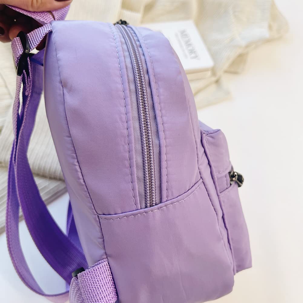 LAKEDREAM Casual Nylon Women Mini Backpack Fashion Solid Color Preppy Style Female Small Travel Knapsack Rucksacks (Style A White)