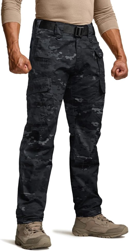 CQR Men's Tactical Pants - Lightweight Water-Resistant Ripstop Cargo for Hiking & Work | Outdoor Apparel