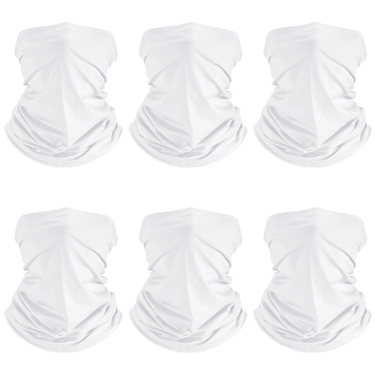 Geyoga 6 Pieces Summer UV Protection Cooling Neck Gaiter Face Clothing Neck Gaiter Mask Scarf Sunscreen Breathable Bandana(White)
