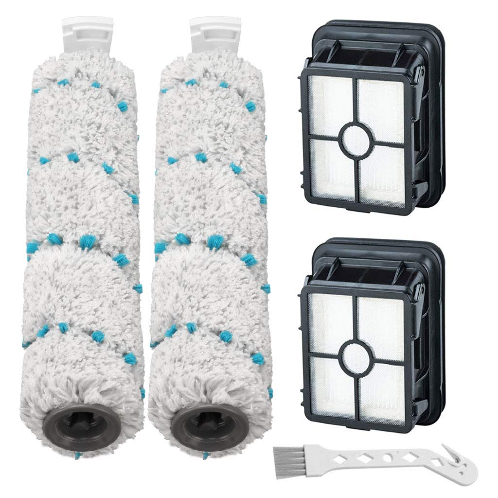Lemige Brush and Filter Replacement Parts for Bissell CrossWave Max 2554 2590 2593 2596 for HydroSteam Plus 35151 3515 35152 3513 3518 Vacuum, 2 Pack Multi-Surface Brush Rolls 2787 Vacuum Filters 1866