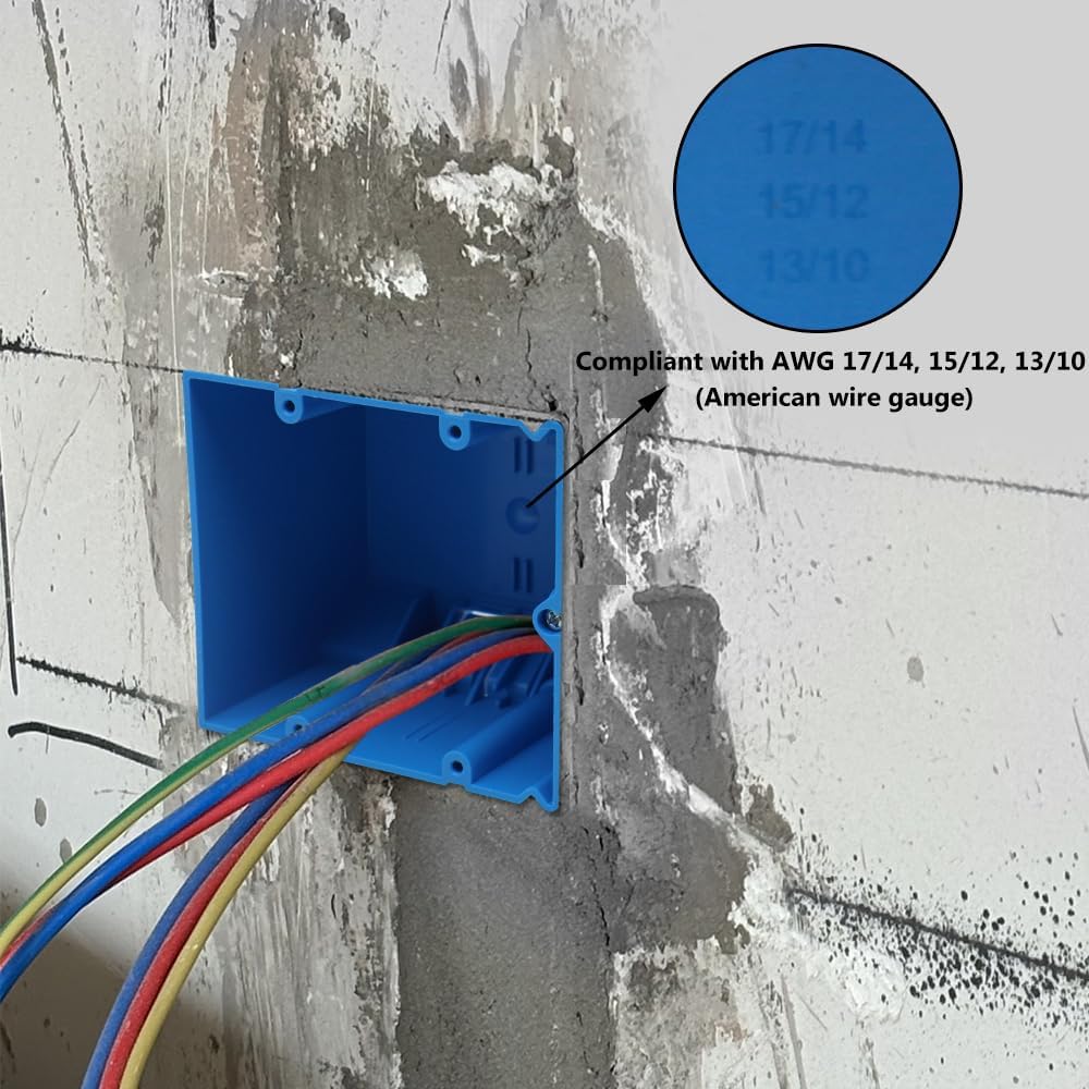 XGGYA 2 Gang Electrical Box Adjustable,Blue Electrical Boxes Plastic,34 Cubic Inch Plastic Outlet Box for Flexibly Adjusted,AWG Standard(1 Pack)