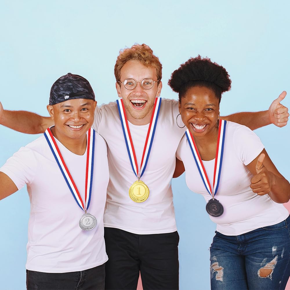 Meecuppa 96 Pieces Metal Gold Silver Bronze Award Medals 1st 2nd 3rd Place Winner Awards with Neck Ribbon for Competitions, Sports, Party, Prizes, 2 Inches