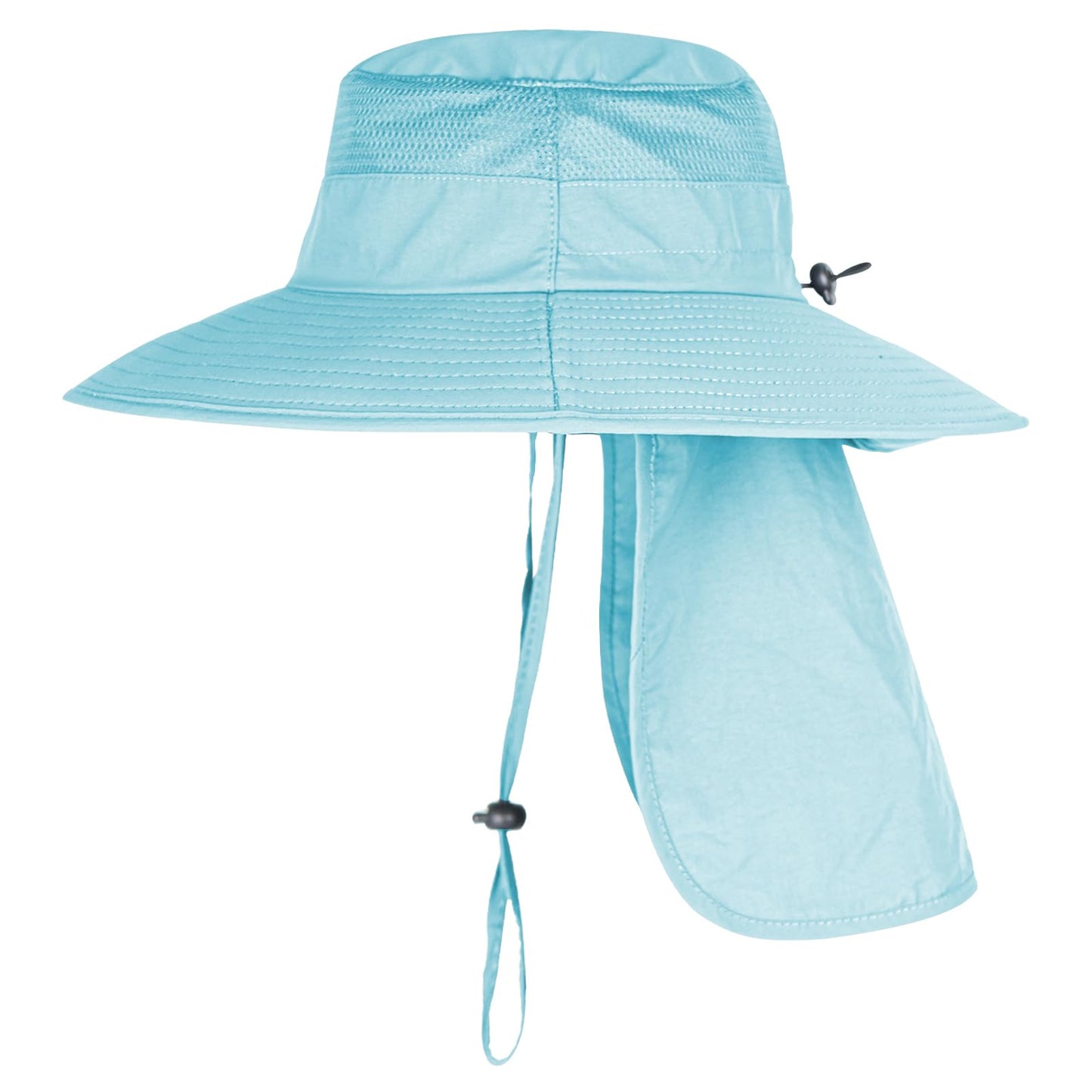2Pack Sun Hats for Men Women Fishing Hat UPF 50+ Breathable Wide Brim Bucket Hats Summer UV Protection Safari Hat with Neck Flap Black/Blue