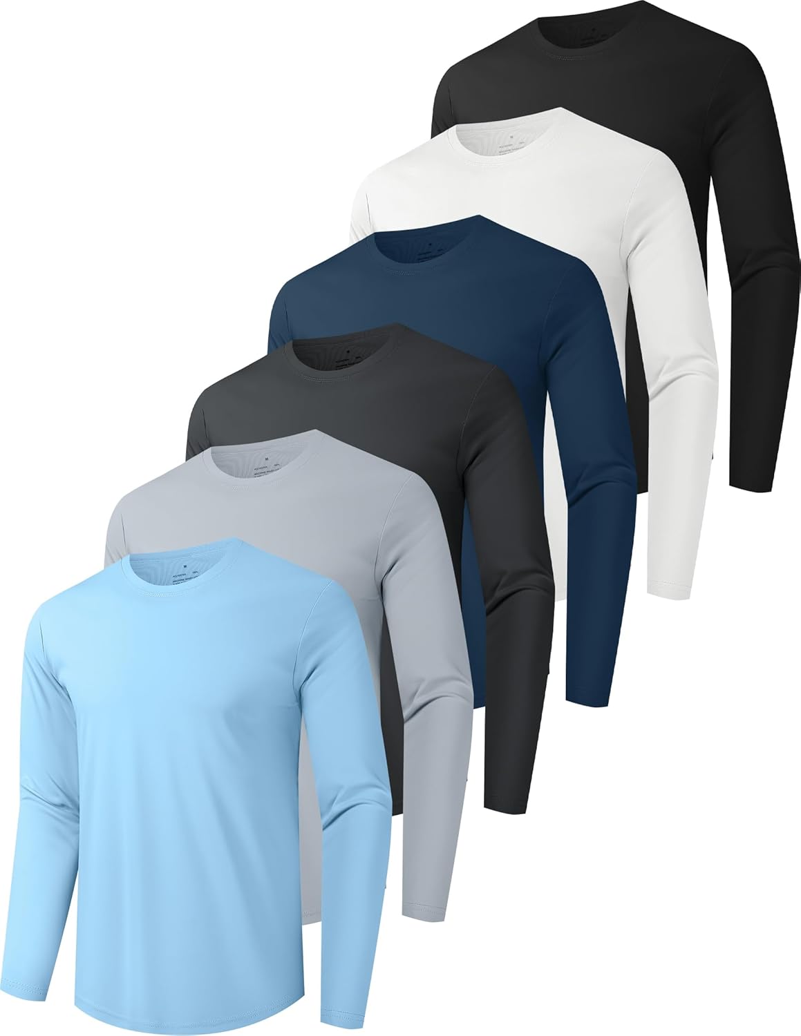 Skiennix Men's Quick Dry Long Sleeve Shirts - UPF 50+ UV Protection | Moisture-Wicking T-Shirts (6/7 Pack)
