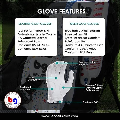 BG Bender - Men's Durable Mesh Golf Gloves | Unique Design for Enhanced Grip and Comfort
