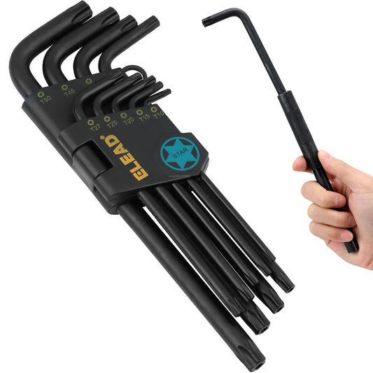 ELEAD 11-Piece Torx Star Allen Wrench Set with Extension Bar, Long Arm Torx Key Set T10-T50, Heat-Treated S2 Steel