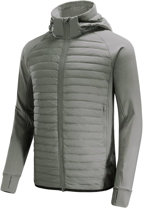 Baleaf Men's Lightweight Running Jacket - Warm Puffer Coat for Hiking & Golf | Insulated with Thumbholes