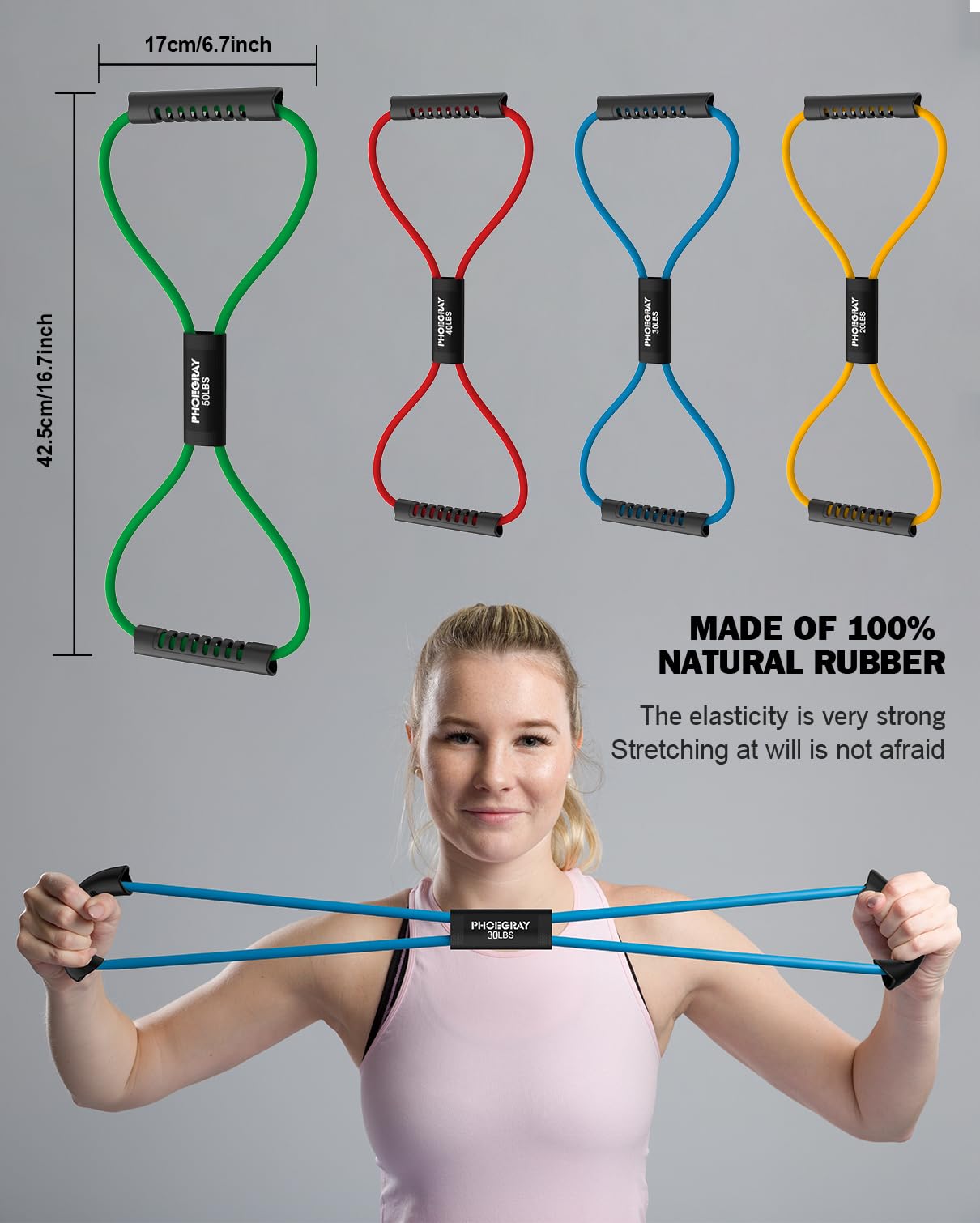 Figure 8 Resistance Bands Set - 3 Packs (4 Bands Each, 12 Total) - Ideal for Arm & Shoulder Stretching, Strength Training - for Women and Men