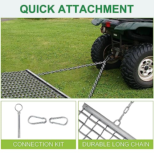 4x4 Feet Heavy Duty Steel Lawn Leveling Drag Mat - ATV/UTV Compatible