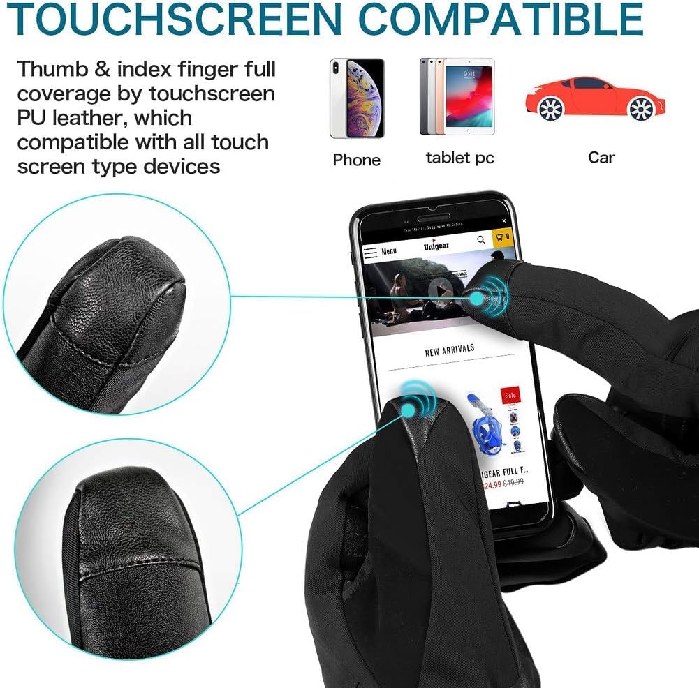 Unigear Ski Gloves - Waterproof Touchscreen Winter Gloves for Men & Women | Warm & Comfortable