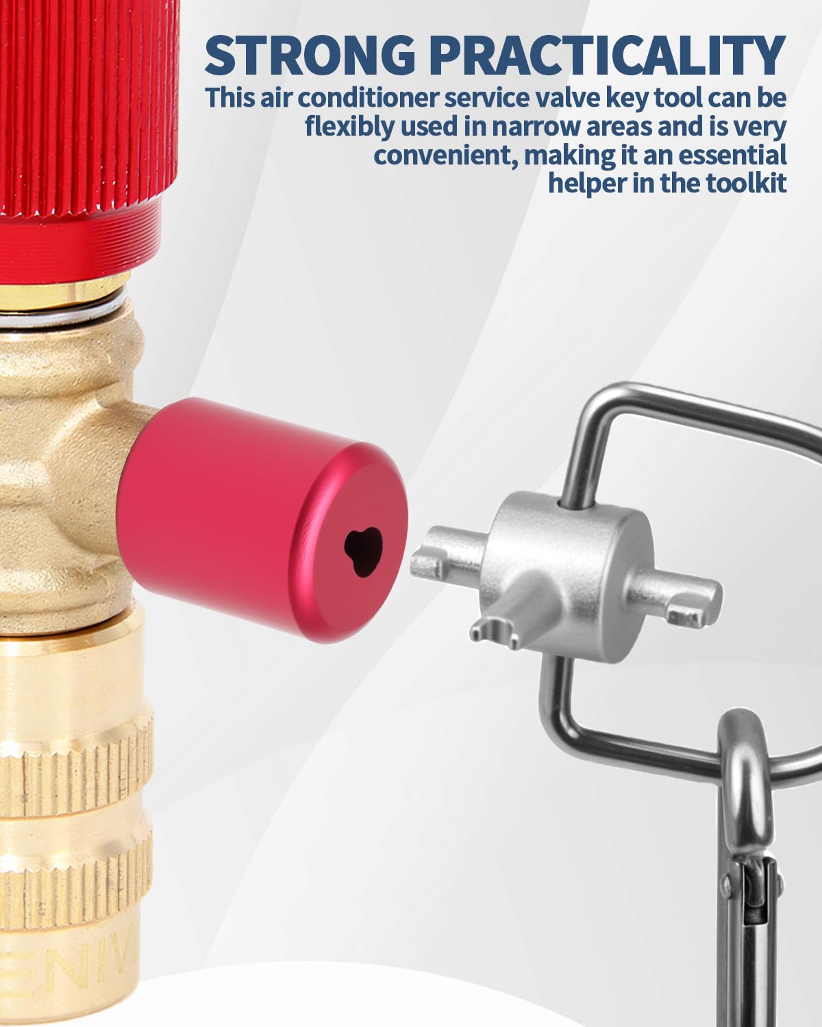 2 Pack HVAC Tools Locking Cap Key for R410A R22 Refrigerant, 3-in-1 Valve Core Removal Tool, Multi-Function HVAC Refrigerant Service Key for AC; Equipment Repair, Tamper-Resistant