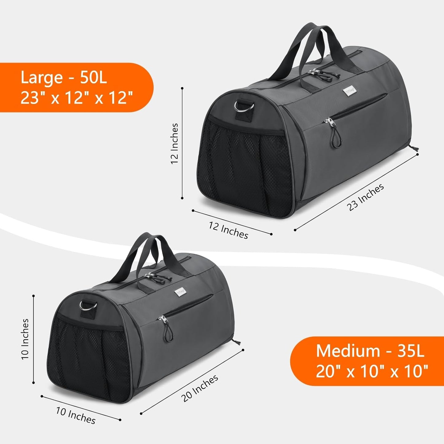 TOPDesign Gym Bag - Unisex Duffel with Shoe Compartment & Wet Pocket for Travel | Light Grey