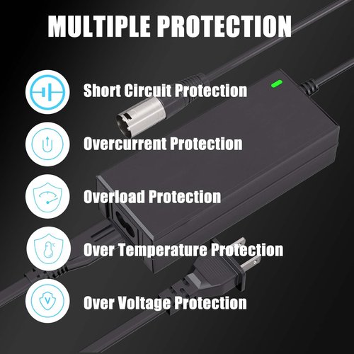 24V 2A 3-pin XLP Electric Scooter Charger Compatible with Go-Go Elite Traveller, Pride Mobility, Jazzy Power Chair Charger & Plus Ezip Mountain Trailz