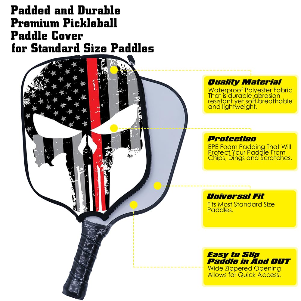 TREGAUSI American Flag Pickleball Protection - Personalized Fabric Cover Paddle Case, Fits Most Paddles