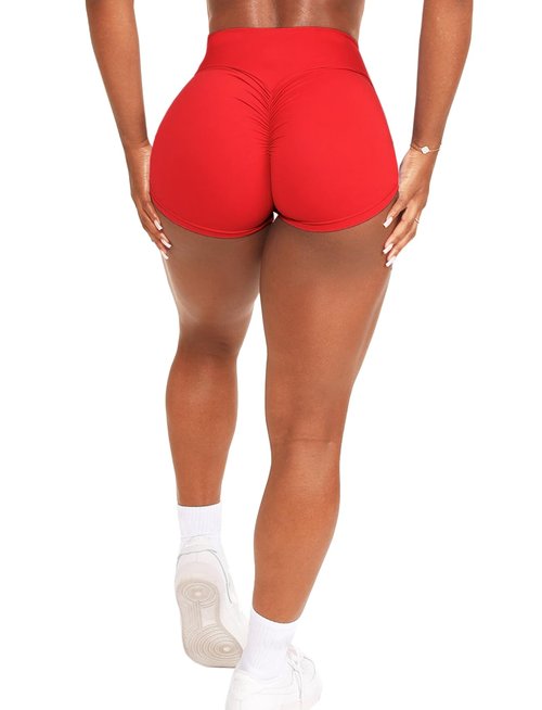 OZICERD Scrunch Butt Gym Shorts High Waisted Workout Biker Shorts Running Athletic Booty Shorts for Women Red S