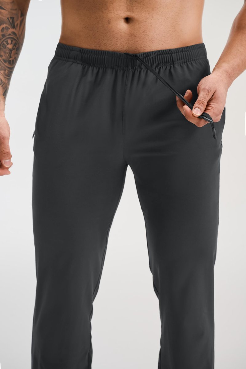 Men's 3 Pack Lightweight Breathable Athletic Gym Running Pants Workout Joggers with Zipper Pockets Black Blue Grey L