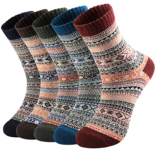 Warm Wool Socks for Women - Nordic Style - One Size, 5 Pairs