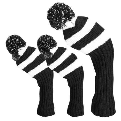 Golf Club Cover Driver Cover, Golf Head Covers for Wood, Fairway Wood and Hybrid(UT) with Rotating Number Tags 2 3 4 5 6 UT (Black)