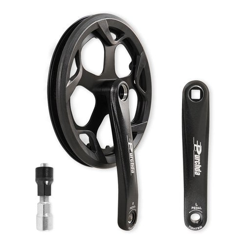Bike Crankset for Ebike: 48T/52T Universal Bike Crankset Set Double Chain Cover 170mm Aluminium Alloy Arm for Single Speed and 6/7/8 Speeds Electric Bikes, Fat Tire Bike (Crank Removal Tool Included)
