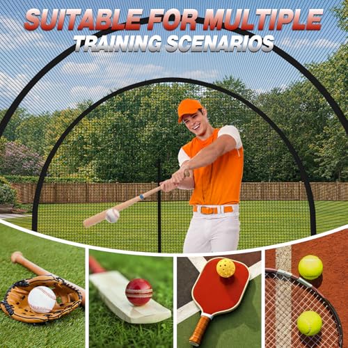 22ft Backyard Batting Cage - Heavy-Duty Anti-Tear Netting