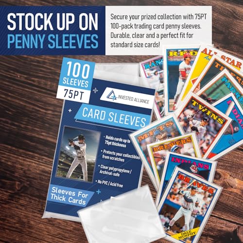 Premium Penny Sleeves for Trading Cards - 100 Count, 75PT