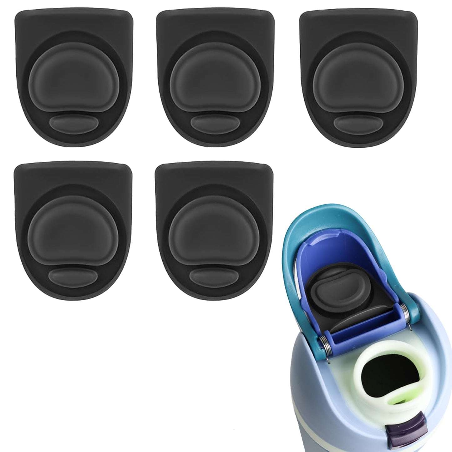 NebkDask 5pcs Replacement Stopper Compatible with Owala FreeSip 24oz 32oz, Water Bottle Top Lid Gasket for Owala 16/24/32/40oz Seal Bottle Cap Mouth Stopper Part Silicone Plug Accessories BPA-Free