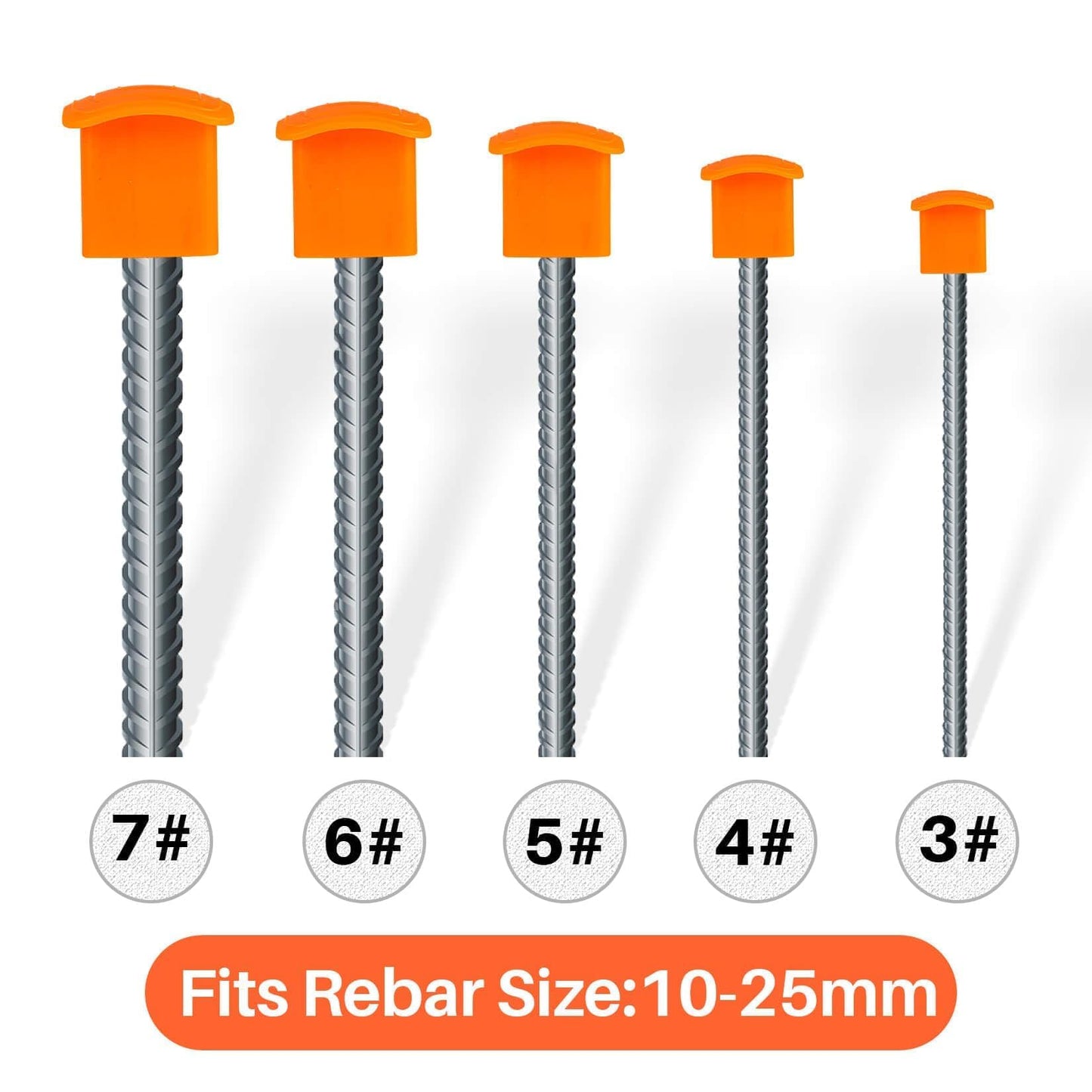 Sukh Rebar Caps - 30Pcs Orange Mushroom Safety Cover for T-Posts, Building Construction Protection Stakes - Plastic End Caps Fit #3-#7 Stake Sizes