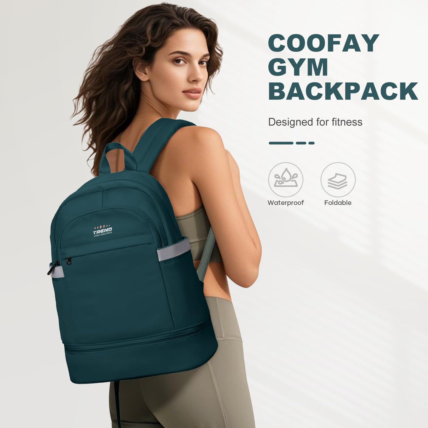 coofay Gym Backpack For Women Men Dance Sports Backpack With Shoe Compartment Waterproof Travel Backpacks Gym Bag Peacock Blue