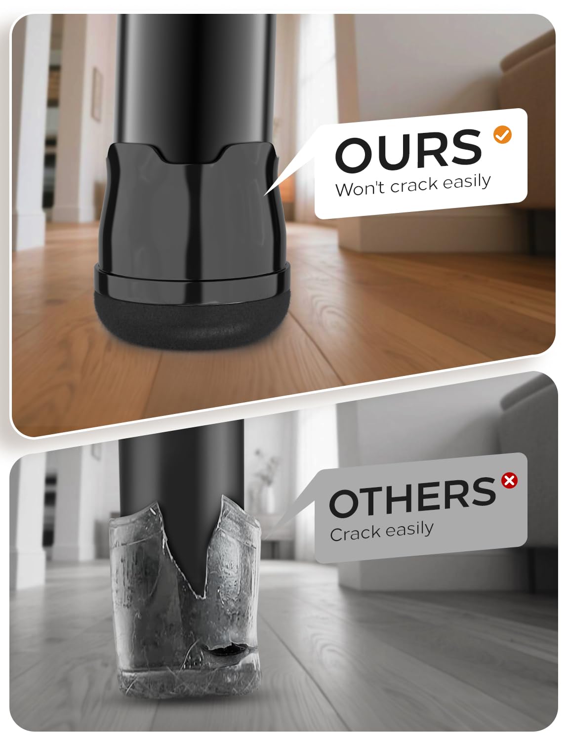 yomanta Upgrade 24 PCS Silicone & Felt Chair Leg Floor Protectors for Hardwood Floors - Furniture Pads, Chair Leg Covers/Cups - No Noise & Scratch-Proof - Round M (Fits 1"-1 3/16" / 26-30mm), Black