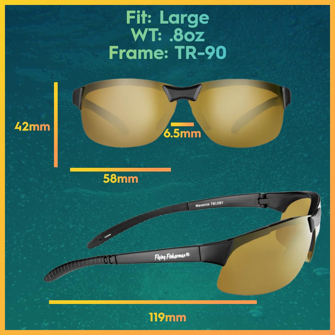 Flying Fisherman Maverick Polarized Sunglasses for Men, Women, Fishing, Boating, Outdoor Sports, 100% UV Protection