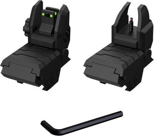 Fiber Optic Sights - Flip Up Front & Rear Sights with Green/Red Dots | Tool-Free Adjustment