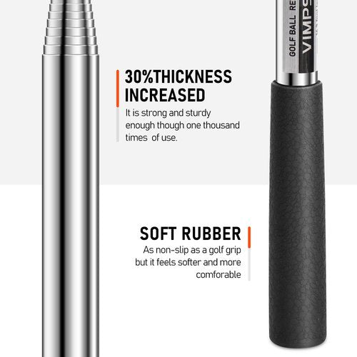 VIMPSEY 9Ft/12Ft/16.3Ft/20Ft Golf Ball Retriever for Water Telescopic, Stainless Steel Ball Retriever Tool Golf Ball Grabber (12Ft)