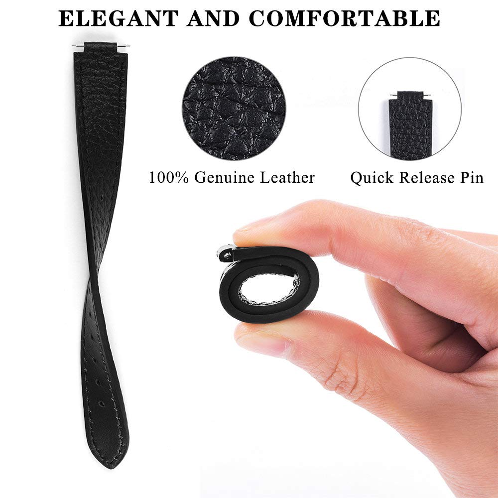 Genuine Leather Bands Compatible with Fitbit Inspire 3/Inspire 2/Inspire HR/Inspire, Classic Replacement Wristbands Straps with Quick Release Women Men Black