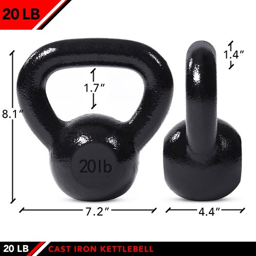 JFIT Kettlebell Weights - Durable Cast Iron Design for Strength Training | 10 lb, 15 lb, 20 lb Options