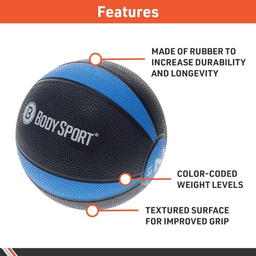 Body Sport Medicine Ball - Weighted Exercise Ball for At-Home Workouts | Cardio & Strength Training