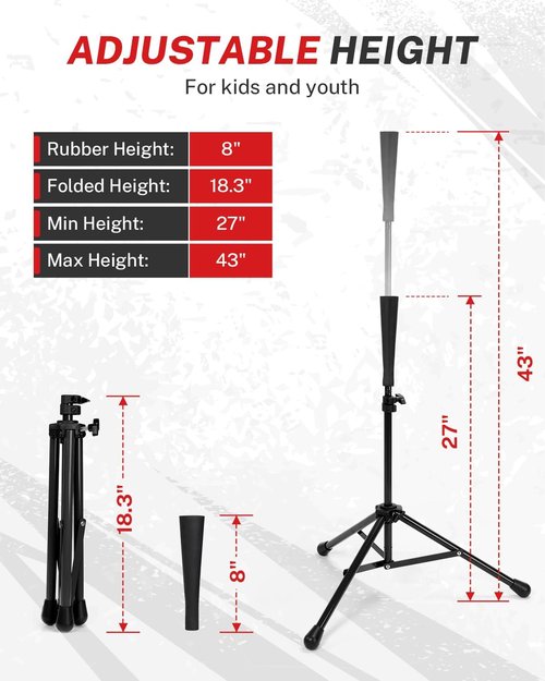 Gonex Baseball Batting Tee - Collapsible Portable Tripod Stand with Carrying Bag | Ideal for Softball Practice