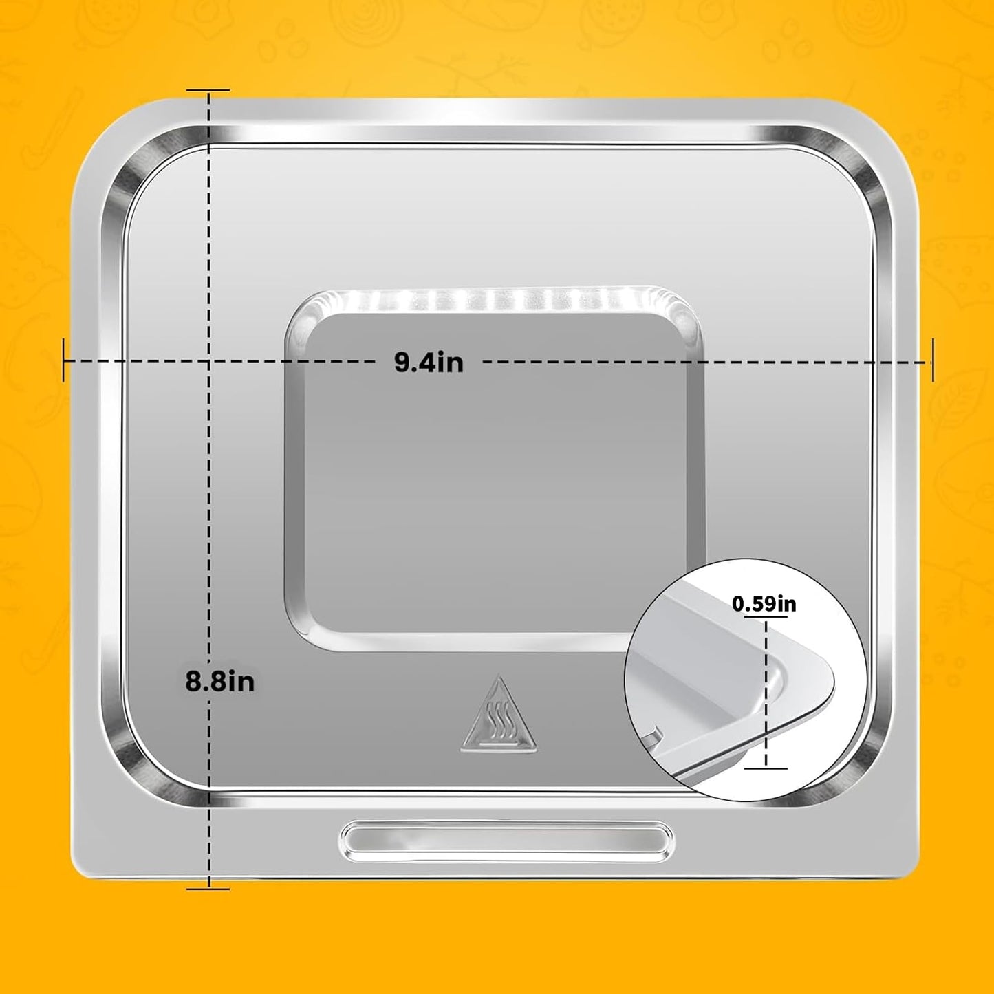 Air Fryer Grill Pan for CHEFMAN 10 Quart Multifunctional Digital air fryer,9.4 * 8.8''Food Grade Nonstick Replacement Rack Parts Tray Grill Crisper Plate for CHEFMAN Air Fryer Oven, Dishwasher Safe