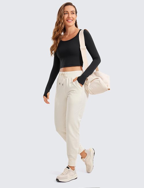 CRZ YOGA Butterluxe Long Sleeve Crop Top - Slim Fit Workout Shirt for Women | Athletic Gym Tee