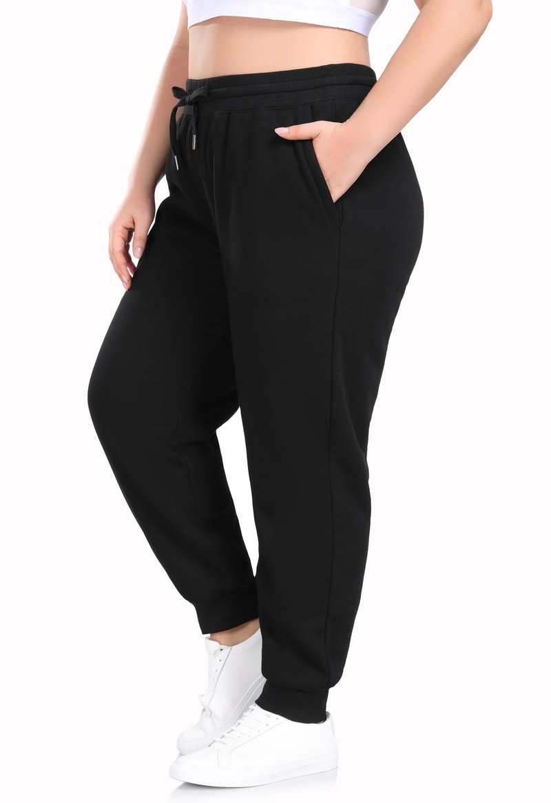 ZERDOCEAN Women's Plus Size Sherpa Fleece Lined Sweatpants Athletic Joggers Thermal Winter Warm Pants Drawstring Black 5X