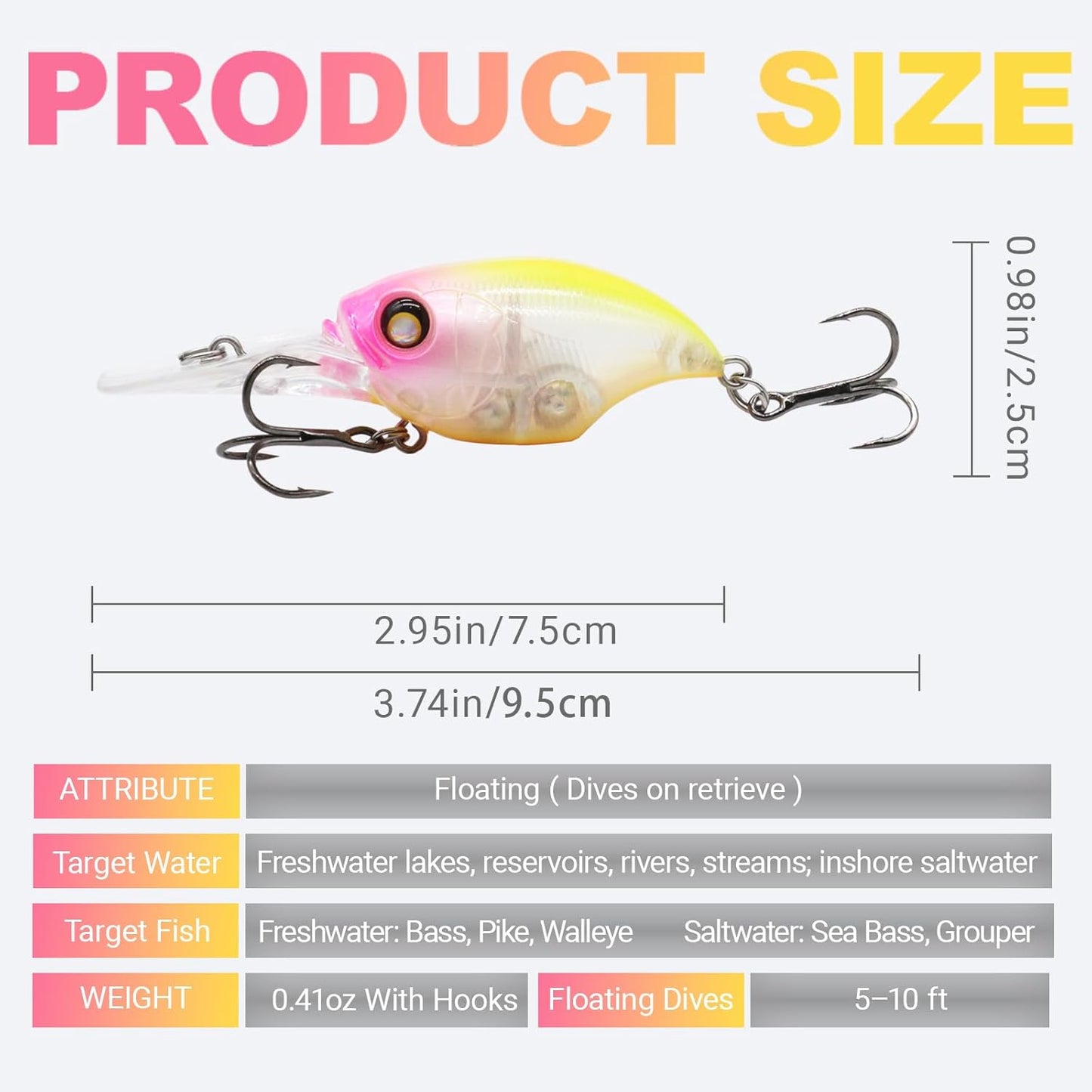 Stonefish Deep Diving Crankbait - Sinking Fishing Lure for Bass & Trout | PZ11-FT Saltwater Tackle