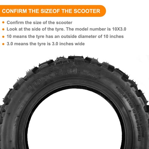 Electric Scooter Tire 10x3.0 Off Road Tire Set 80/65-6 255x80 10 inch Replacement for 6" Rim Road Tyre Non-Slip Surface for Kugoo M4 Pro Kirin M4 / M3 Scooter E-Bike ATV Dirt Bike 10x3.0