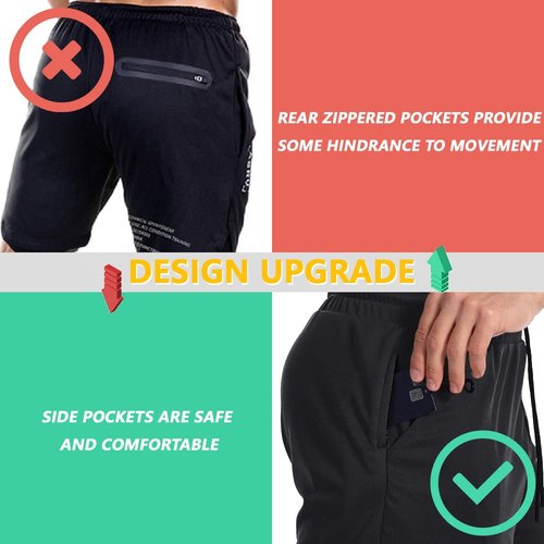 JWJ 3 Pack Mens 2 in 1 Running Shorts Quick Dry Gym Athletic Workout Shorts with Compression Liner,Black Light Navy XXXL